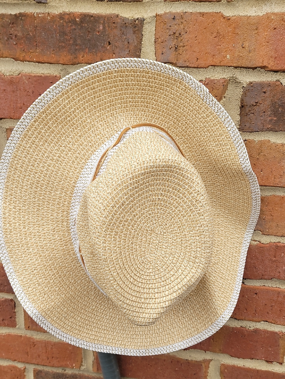 Scala Handmade Natural Sun Hat with White Trim
